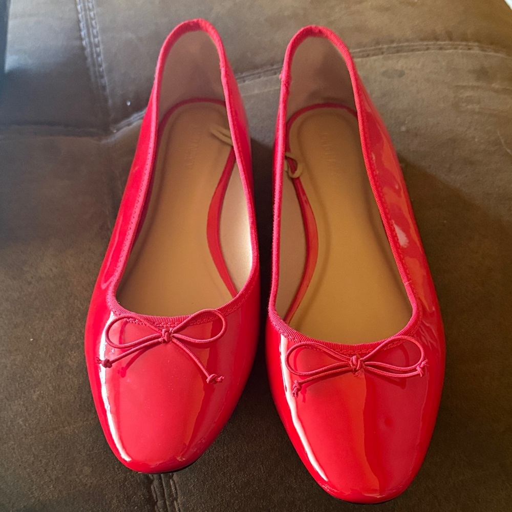 Red Patent Ballet Flats - Women